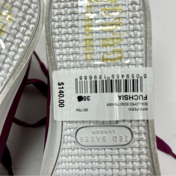 TED BAKER Feeki Leather Lace Up Sneaker Fuchsia Pink Size 5 - Picture 9 of 11